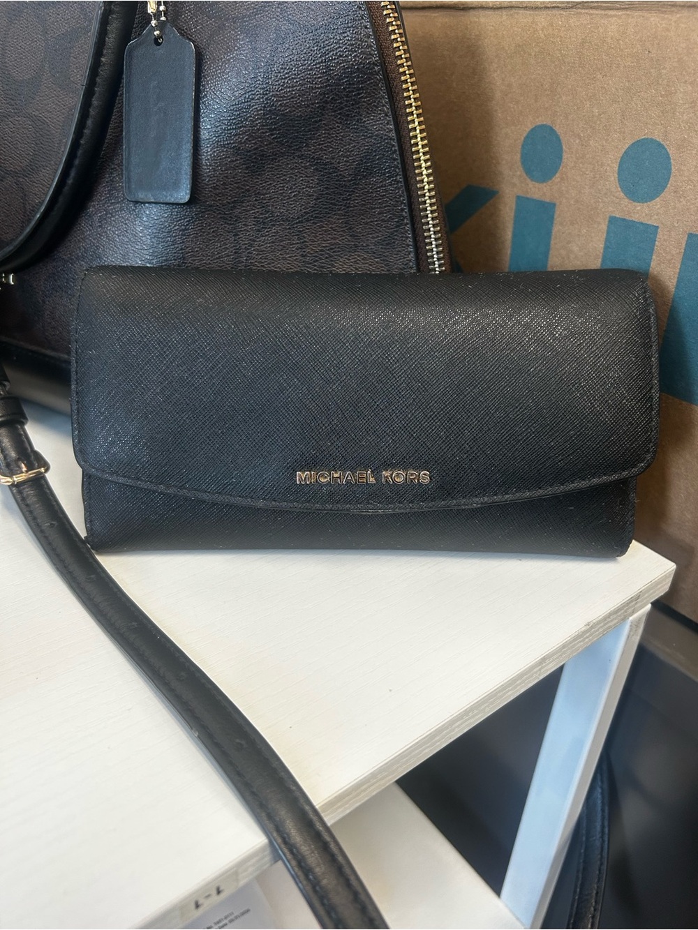 Michael Kors Black Saffiano Leather Wallet Crossbody